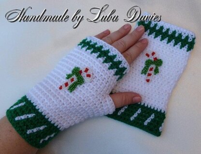 Crochet Christmas Fingerless Mittens