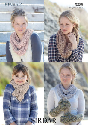 Scarves, Mittens and Snood in Sirdar Freya - 9885 - Downloadable PDF