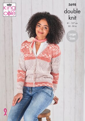 V Neck Cardigan and Waistcoat Knitted in King Cole Fjord DK - 5698 - Downloadable PDF