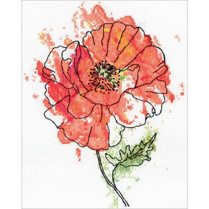 Design Works Peach Floral Counted Cross Stitch Kit - 7in x 9in