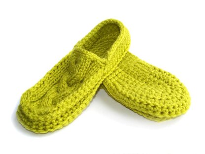 Cabled Slippers, Knit Crochet Slippers