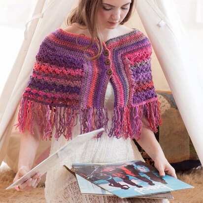 Catskills Cape in Red Heart Boutique Unforgettable - CTSEPT13-58 - Downloadable PDF