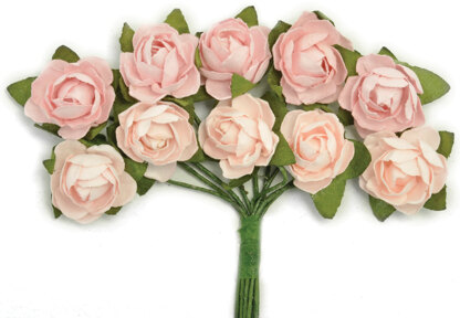 Kaisercraft Mini Paper Blooms Flowers W/Wire Stem 10/Pkg - Fairy Floss, .5"