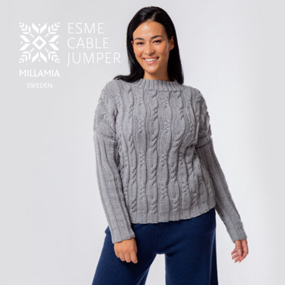 Esme Cable Jumper - Sweater Knitting Pattern for Women in MillaMia Naturally Soft Merino by MillaMia