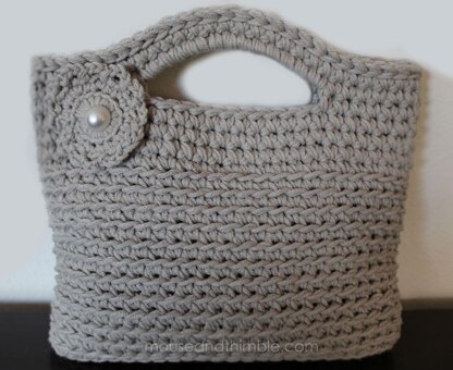 Stone Cotton Purse with Button Flower 2320
