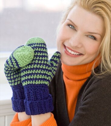 Crochet Mittens for All in Red Heart Super Saver Economy Solids - WR2166,LW2166