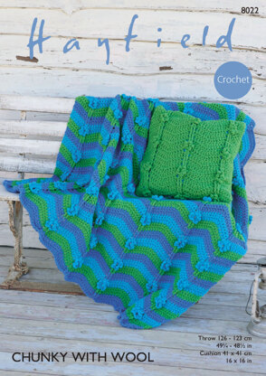 Throw and Cushion Cover in Hayfield Chunky with Wool - 8022 - Downloadable PDF
