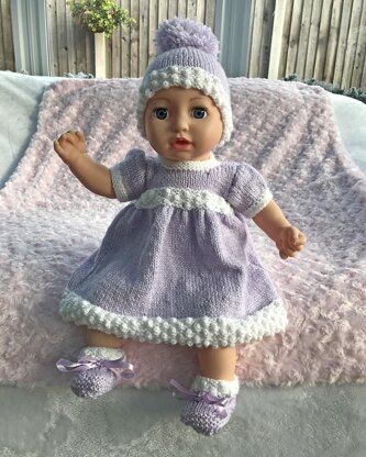 P109 Doll's Cardigan and Dress Set