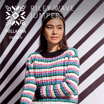 Riley Wave Jumper - Knitting Pattern For Women in MillaMia Naturally Soft Cotton by MillaMia