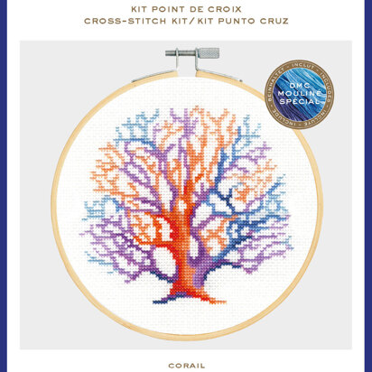 DMC Living Coral Cross Stitch Kit (with 7in hoop) - 7in