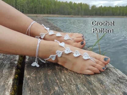 Cotton Crochet Pattern For Barefoot Sandals "Hearts Trail"