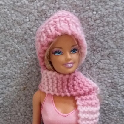 Winter Hat and Scarf for Doll