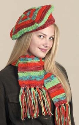 Knit Kool-Aid Dyed Hat & Scarf in Lion Brand Fishermen's Wool - 20318AD