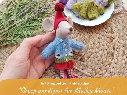 Sheep cardigan for Big Sister Maileg Mouse