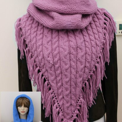 Knitting Pattern for Ladies Cowl Chunky Yarn- Neck Warmer Knitting Pattern- Scarf Knitting Pattern, Hoodie Knitting Pattern- KP604