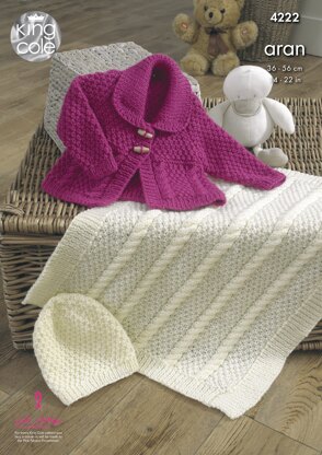 Jacket, Blanket & Hat in King Cole Comfort Aran - 4222 - Downloadable PDF