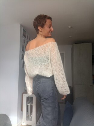 Off the shoulder mohair sweater