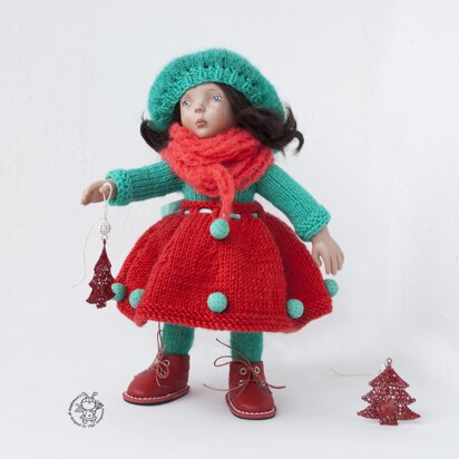 Turquoise and Scarlet outfit  for 13-14 inch dolls