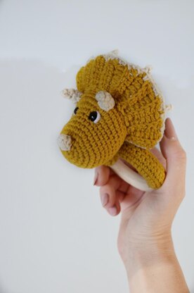 Crochet dinosaur baby rattle
