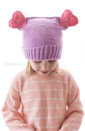 Double Heart Pom Hat