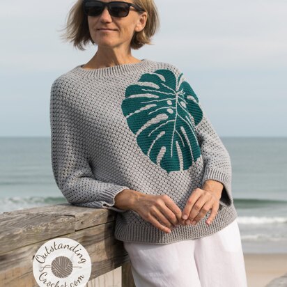 Monstera Mosaic Sweater