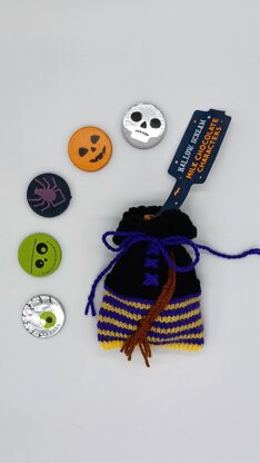 PDF Trick-or-Treat DK Spooky Halloween knitting pattern Decoration Coin Bag EASY Pumpkin/Ghost/Witch Party Favours