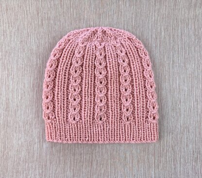 Hat with Small Eyelet Mock Cables