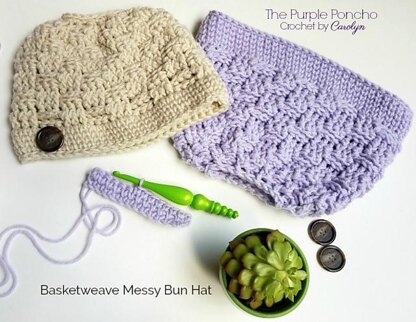 Basketweave Messy Bun Hat