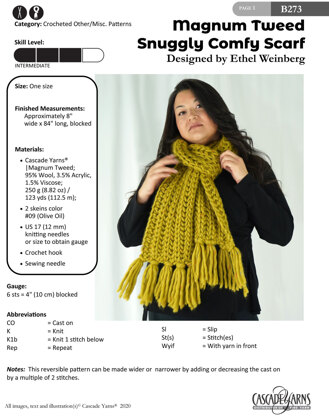 Snuggly Comfy Scarf in Cascade Yarns Magnum Tweed - B273 - Downloadable PDF