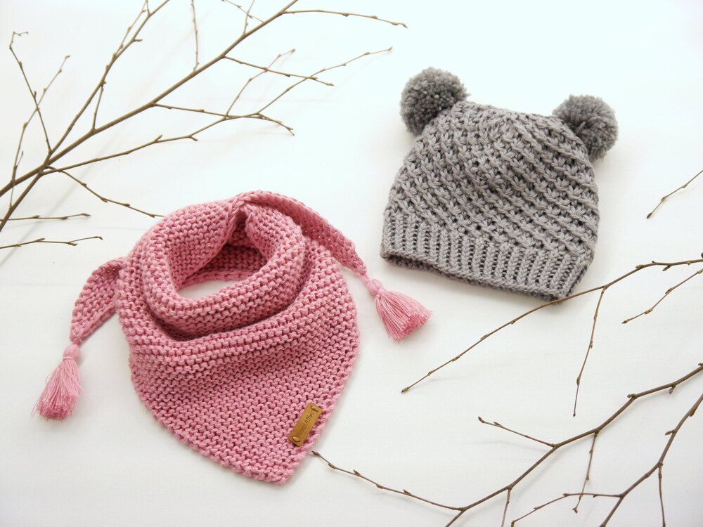 Knitting Pattern –Baby Cap “Little Star” Triangular Scarf – No