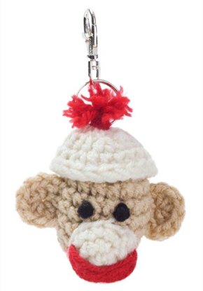 Sock Monkey Key Fob in Red Heart Super Saver Economy Solids - LW2845