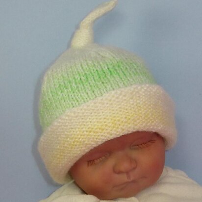 Baby Double Cuff Marble Topknot Beanie Hat