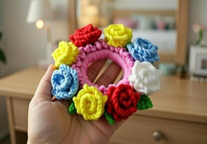 Crochet Flower Scrunchie Pattern | PDF + Video Tutorial | Beginner