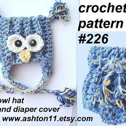 Owl Hat and Diaper Cover | Crochet Pattern 226