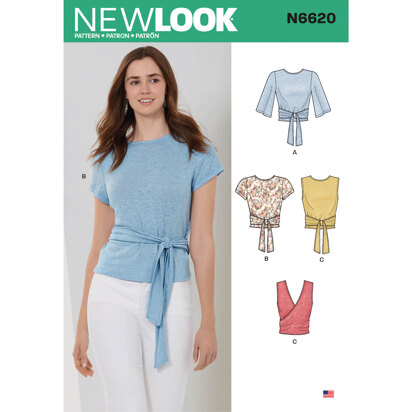 New Look N6620 Misses' Wrap Tops 6620 - Paper Pattern, Size 8-10-12-14-16-18-20