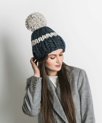 Jumbo Pom Hat in Blue Sky Fibers Woolstok Jumbo - 201901 - Downloadable PDF