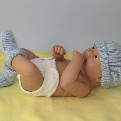 Just For Preemies - Premature Baby Simple 4 Ply Beanie and Booties Set