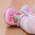 Baby T-Strap Booties in Red Heart Baby TLC Multis - LW3034 - Downloadable PDF