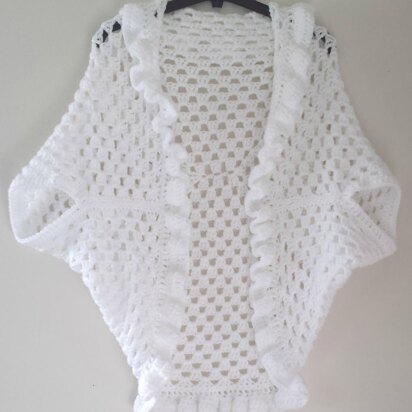 Cutie Ruffles Granny Rectangle Shrug