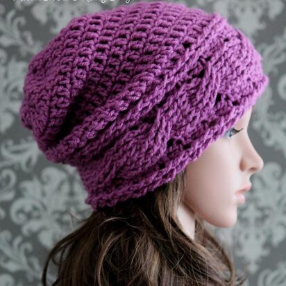 Horizontal Cable Slouchy Hat 415