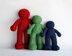 Colored human being dolls /red, green, blue/