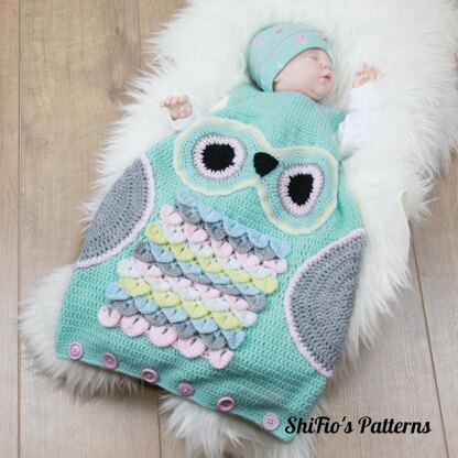 Crochet Pattern owl sleeping bag  #327