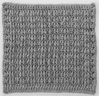 Front Post Treble Crochet Square for Checkerboard Textures Throw in Red Heart Soft Heathers - LW4132-3
