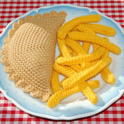 Knitting & Crochet Pattern for a Cornish Pasty and Chips / Fries - Knitted Toy Food