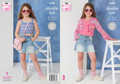 Cardigan and Top Knitted in King Cole Jamboree DK - P6348