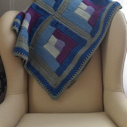 Tunisian Crochet Log Cabin Sampler Blanket