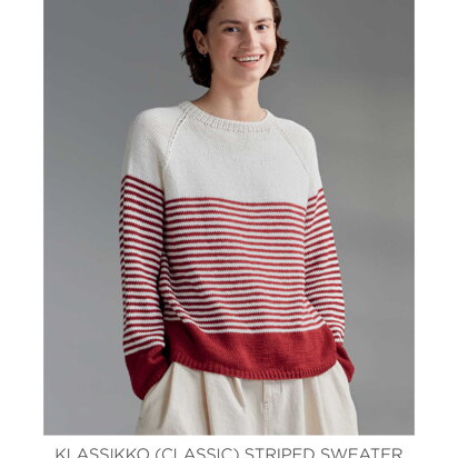 Klassikko (Classic) Striped Sweater in Novita WoollyWood - Downloadable PDF