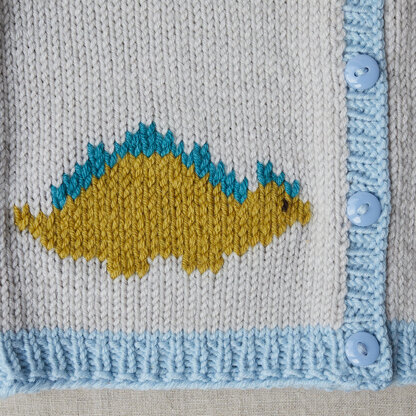 Dido Dinosaur Cardigan - Knitting Pattern for Babies in Debbie Bliss Baby Cashmerino