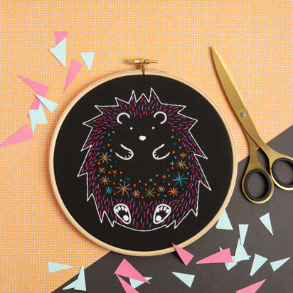 Hawthorn Handmade Hedgehog Black Embroidery Kit