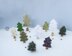 Many Christmas trees knitted flat